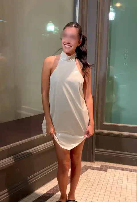 Love being out on the town with nothing under my dress